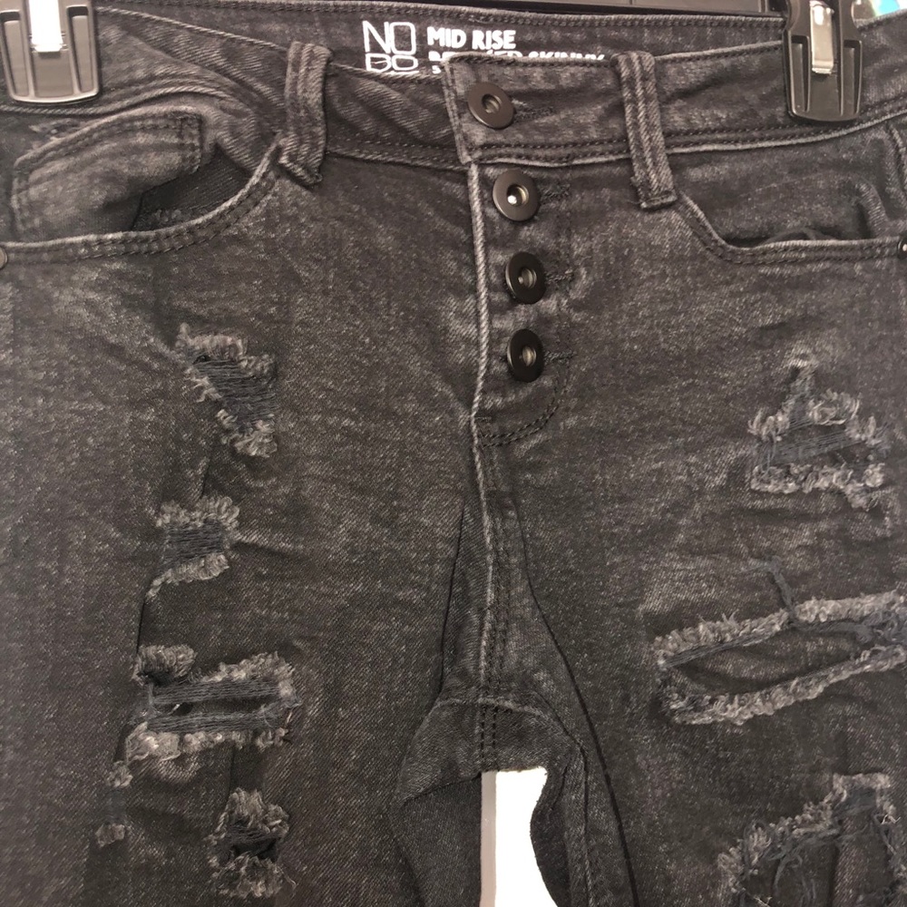 Walmart Mid Rise Relaxed Ripped Skinny Jeans.